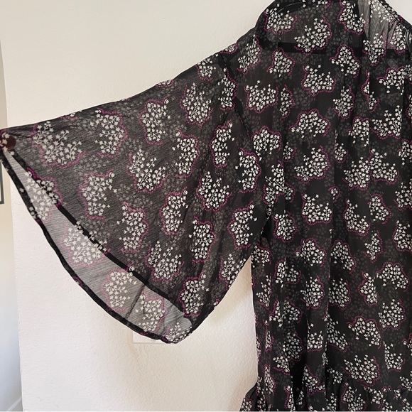 NWT Anna Sui x Uniqlo Soft Bohemian Sheer Black Floral Blouse Top M - Picture 6 of 7